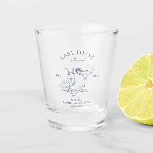 Laatste toost op het Coast Bachelorette Party Shot Glas (Voorkant)