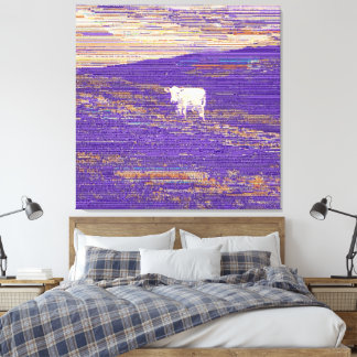 Laatste transmissie of koe in een veld canvas afdruk