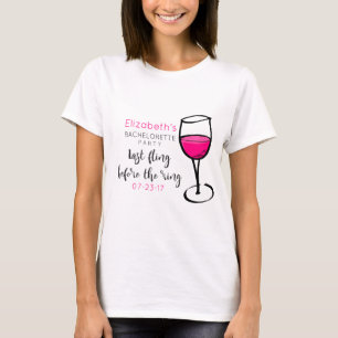 Laatste vliegen voor de ring wijnglas Bachelorette T-shirt