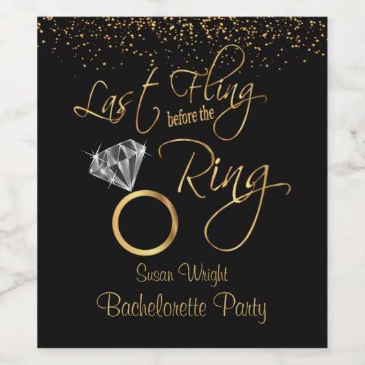 Laatste vlucht voor Ring Bachelorette - Goud Wijn Etiket (Enkel label)