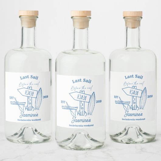 Laatste zeiltocht voor The Veil Bachelorette weeke Likeurfles Etiket (Flessen)