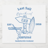 Laatste zeiltocht voor The Veil Bachelorette weeke Likeurfles Etiket (Enkel label)