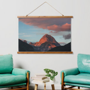 Laatste zonlicht op de berg Mangart, Slovenië Hangend Wandkleed