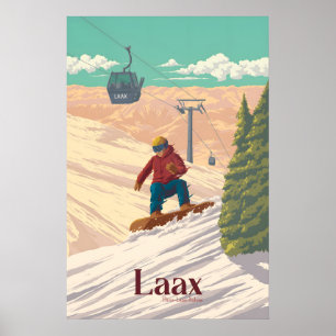 Laax Zwitserland Snowboarden Reisposter Poster