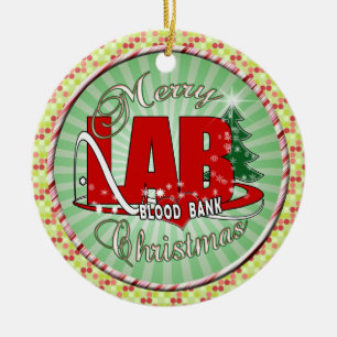 LAB BB BLOOD BANK MERRY CHRISTMAS LABORATORY KERAMISCH ORNAMENT