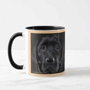 Lab Black Pup Tweetonige Mok, 15 oz Mok