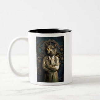 Lab Cat Steampunk T-Shirt Tweekleurige Koffiemok