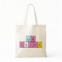 Lab Chick periodieke lijstnaam canvas tas