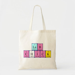 Lab Chick periodieke lijstnaam canvas tas