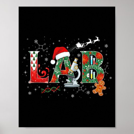 Lab Christmas Laboratory Technician Science Xmas S Poster (Voorkant)