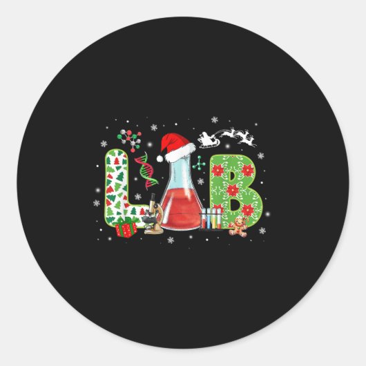 Lab Christmas Laboratory Technician Science Xmas S Ronde Sticker (Voorkant)