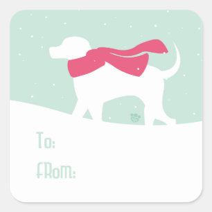 Lab Dog in Sneeuwkleefgift-Labels Vierkante Sticker