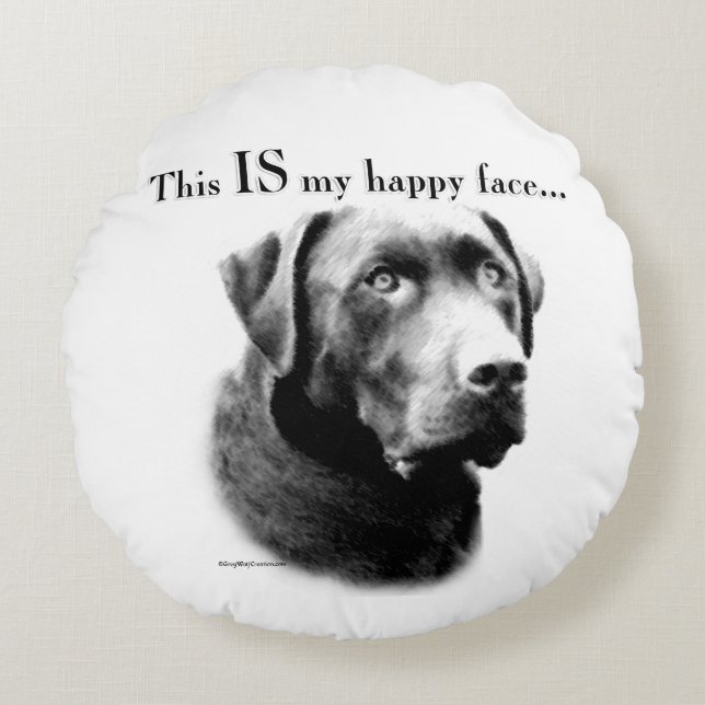 Lab Happy Face Rond Kussen (Voorkant)