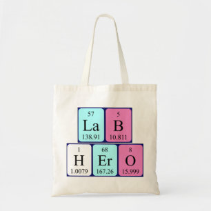 Lab Hero periodieke table name canvas tas