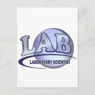 LAB - LABORATORIUMWETENSCHAPPER! Fun Blue LOGO Briefkaart