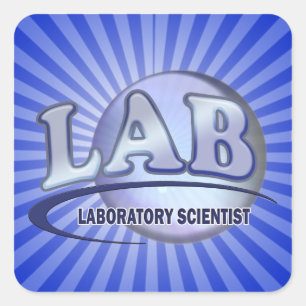 LAB - LABORATORIUMWETENSCHAPPER! Fun Blue LOGO Vierkante Sticker