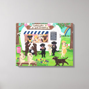 Lab Licent Ice Cream Labradors Canvas Afdruk