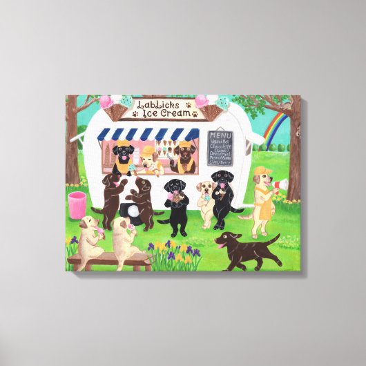 Lab Licent Ice Cream Labradors Canvas Afdruk (Voorkant)