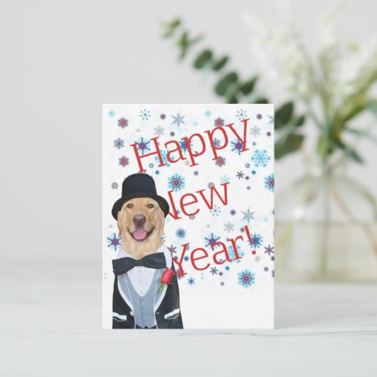 Lab personnalisable en Tux Carte Postale Nouvel An (Debout devant)