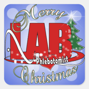 LAB PHLEBOTOMIST CHRISTMAS VIERKANTE STICKER