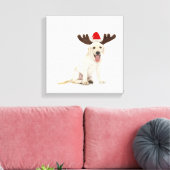Lab Puppy Wearing Antlers Canvas Afdruk (Insitu (Woonkamer))
