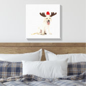 Lab Puppy Wearing Antlers Canvas Afdruk (Insitu (Slaapkamer))