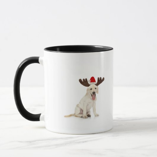 Lab Puppy Wearing Antlers Mok (Links)