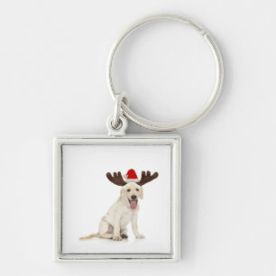 Lab Puppy Wearing Antlers Sleutelhanger