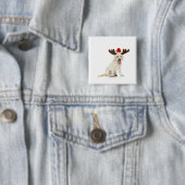 Lab Puppy Wearing Antlers Vierkante Button 5,1 Cm (In situ)
