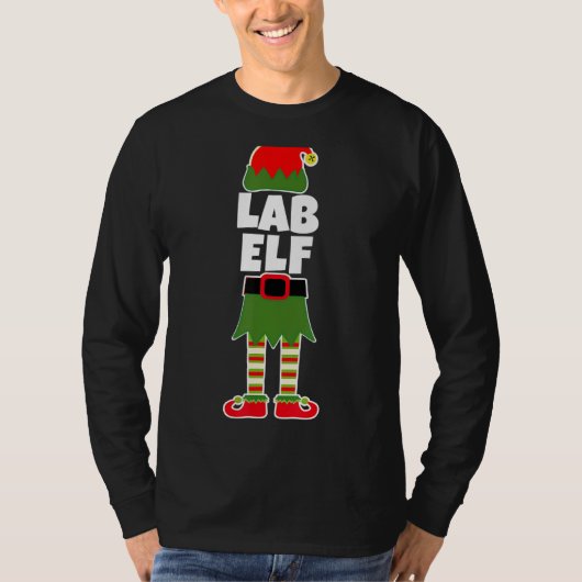 Lab Tech Elf kerstlaboratorium T-shirt (Voorkant)