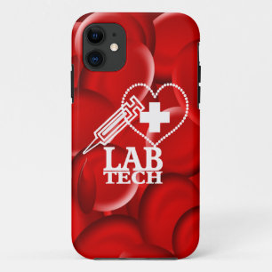 LAB TECH HEART SYRINGE LOGO iPhone 11 HOESJE