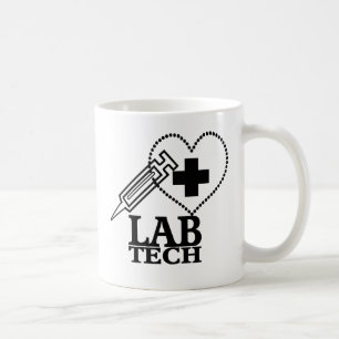 LAB TECH HEART SYRINGE LOGO - LABORATORIUMWETENSCH KOFFIEMOK
