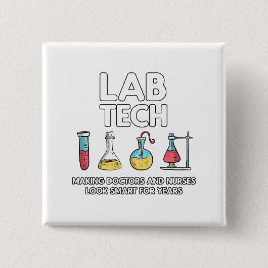Lab Tech Laboratory Vierkante Button 5,1 Cm (Voorkant)
