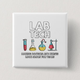Lab Tech Laboratory Vierkante Button 5,1 Cm