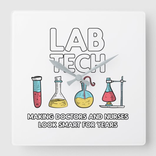 Lab Tech Laboratory Vierkante Klok (Voorkant)