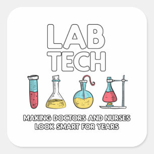 Lab Tech Laboratory Vierkante Sticker