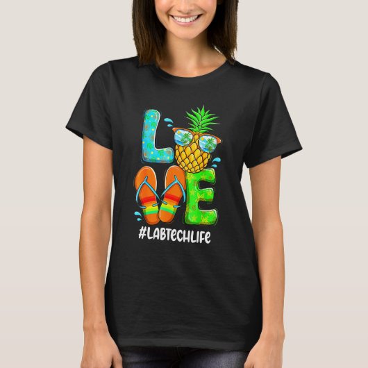 Lab Tech Love Summer Pineapple Tropische Flower Fl T-shirt (Voorkant)