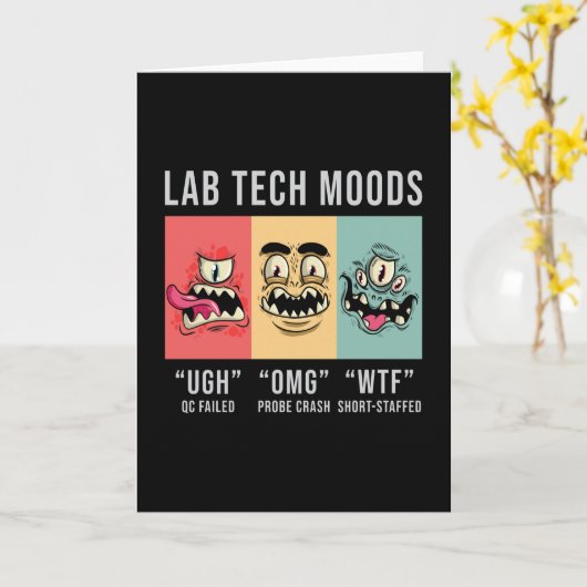 Lab Tech Moods Laboratory Science Technicia Gift Kaart (Gele Bloem)