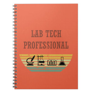 Lab tech professionele zonsondergang retro notitieboek