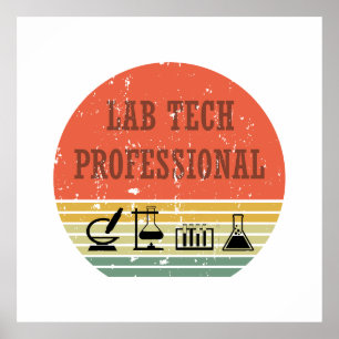 Lab tech professionele  zonsondergang retro poster