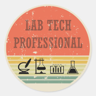 Lab tech professionele  zonsondergang retro ronde sticker