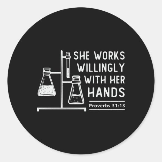 Lab Tech ze werkt willens en wetenschappen Ronde Sticker (Voorkant)