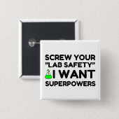 LAB VEILIGHEIDSWANG SUPERPOWERS VIERKANTE BUTTON 5,1 CM (Voorkant /achterkant)
