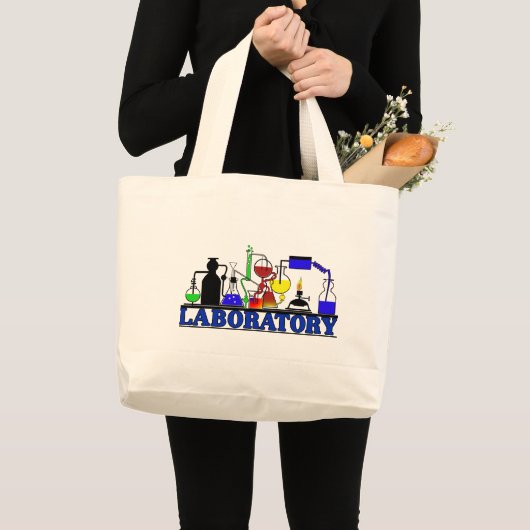 LAB WARE - LABORATORIUMGLASSWARE-INSTELLING GROTE TOTE BAG (Voorkant (product))