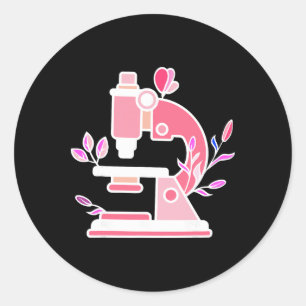 Lab Wetenschap Bloem Microscoop Bioloog Wetenschap Ronde Sticker