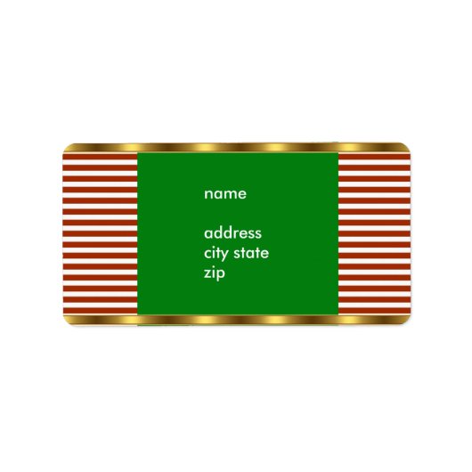 Label Adres Rood Wit Streep Gouden Trim (Voorkant)