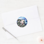 "Label Alangen" Zeemeermin Baby pinguins Fantasy F Ronde Sticker (Envelop)