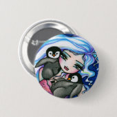 "Label Alangen" Zeemeerminnende Baby pinguins Fant Ronde Button 5,7 Cm (Voorkant /achterkant)