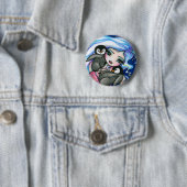 "Label Alangen" Zeemeerminnende Baby pinguins Fant Ronde Button 5,7 Cm (In situ)