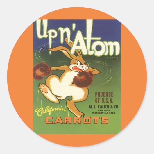 label Art boxing Rabbit, boven op Atom Carrots (Voorkant)